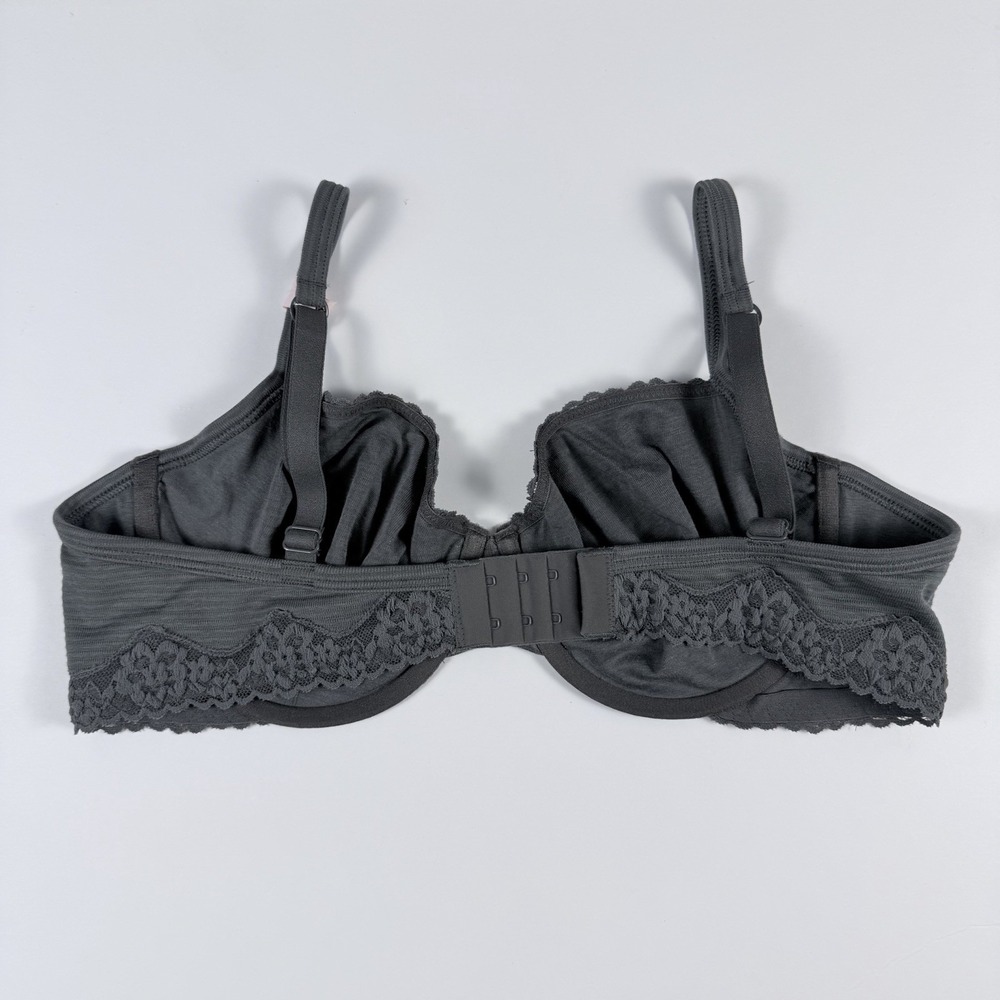 Victoria's Secret T-Shirt Cotton Shadow Stripe Unlined Demi Gray Bra 38C NWT - Picture 3 of 5